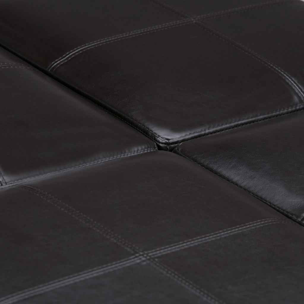 35" Brown and Dark Brown Leather Cocktail Ottoman With Storage