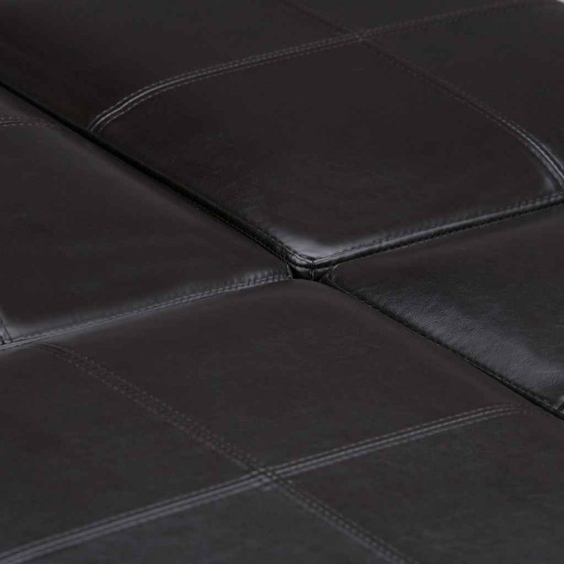 35" Brown and Dark Brown Leather Cocktail Ottoman With Storage