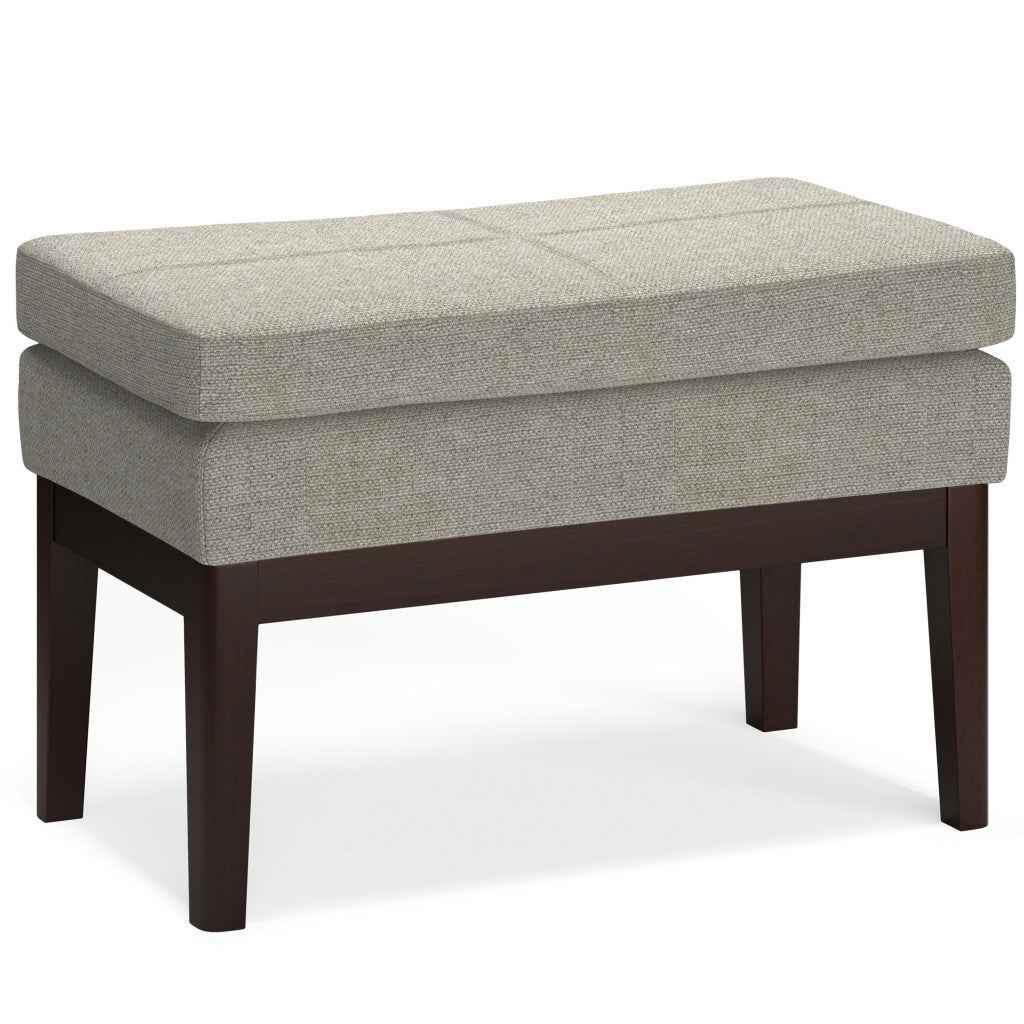 26" Gray and Dark Brown Fabric Ottoman