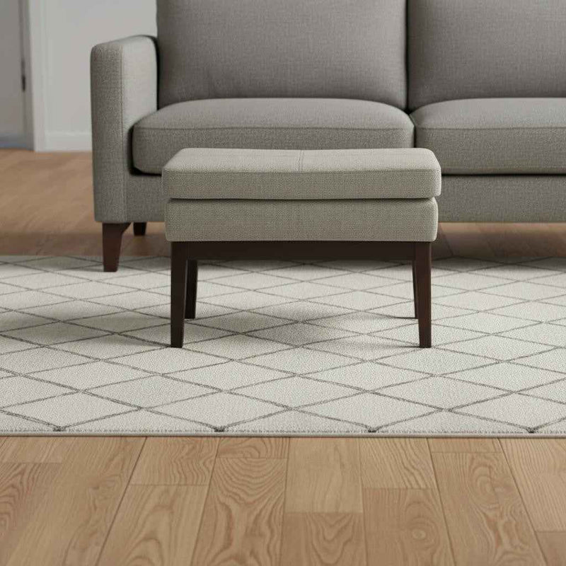 26" Gray and Dark Brown Fabric Ottoman