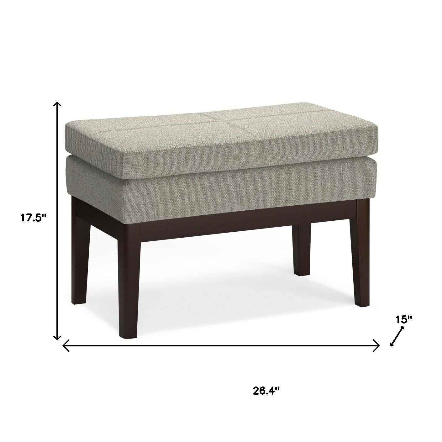 26" Gray and Dark Brown Fabric Ottoman