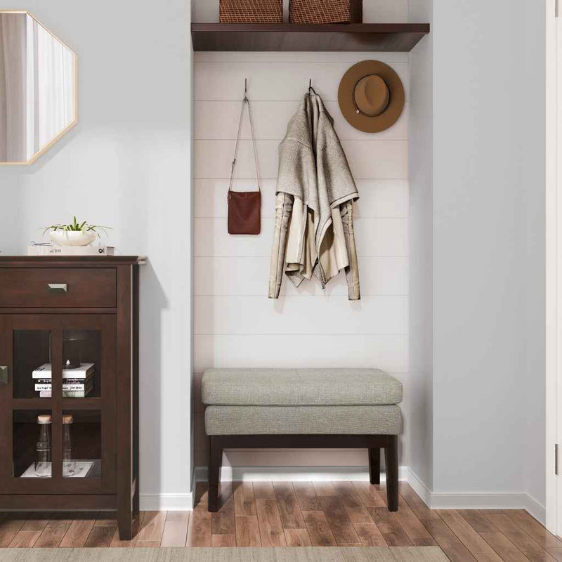 26" Gray and Dark Brown Fabric Ottoman