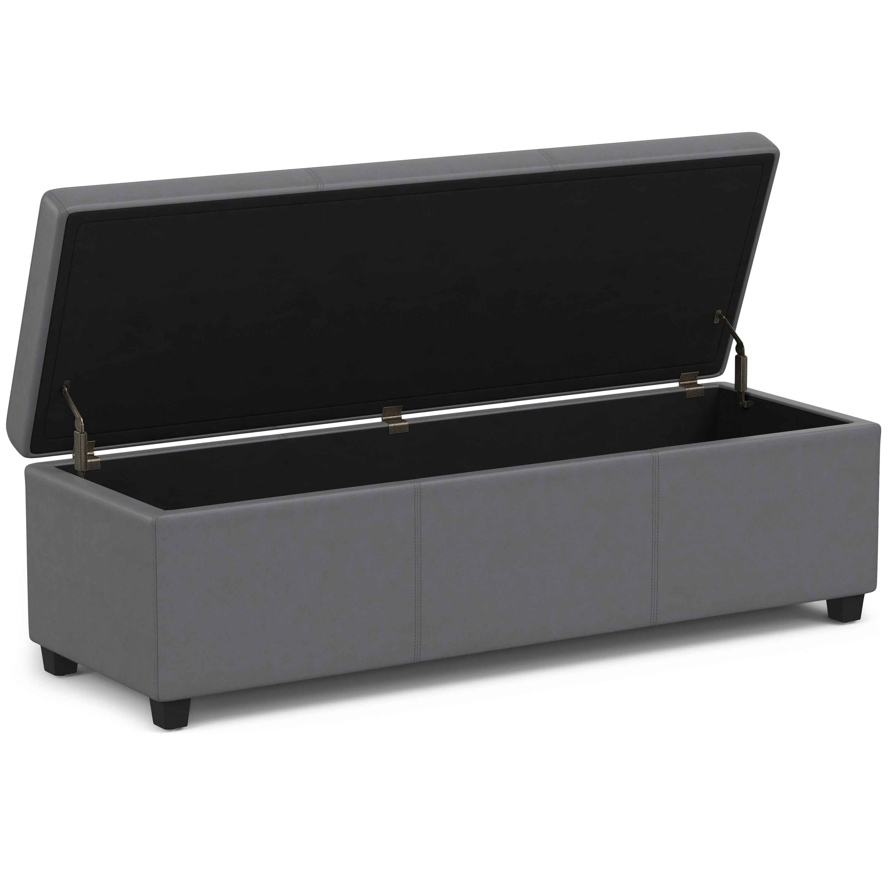 54" Dark Brown and Gray Upholstery Storage Ottoman
