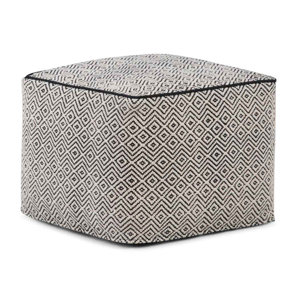 18" Black Cotton Pouf Ottoman