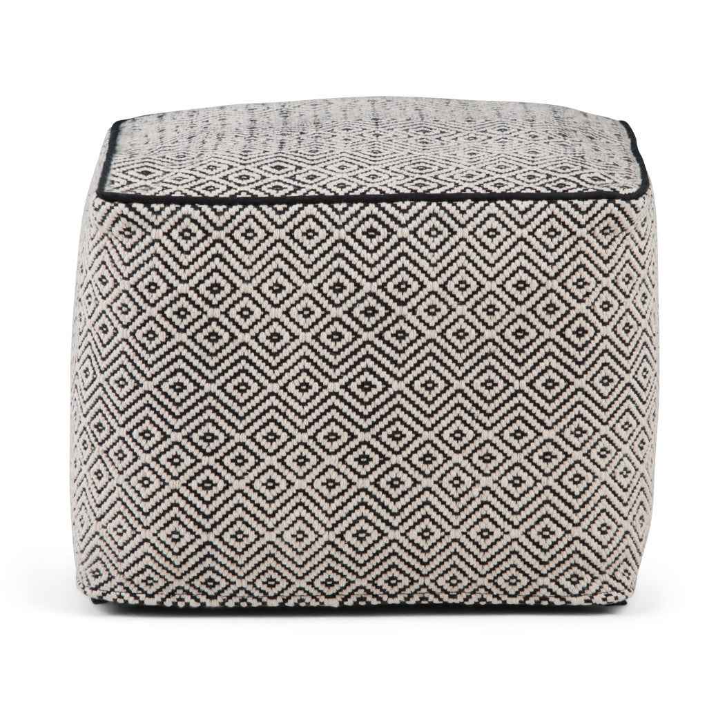 18" Black Cotton Pouf Ottoman