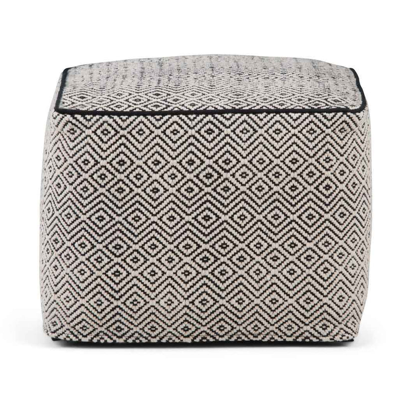 18" Black Cotton Pouf Ottoman