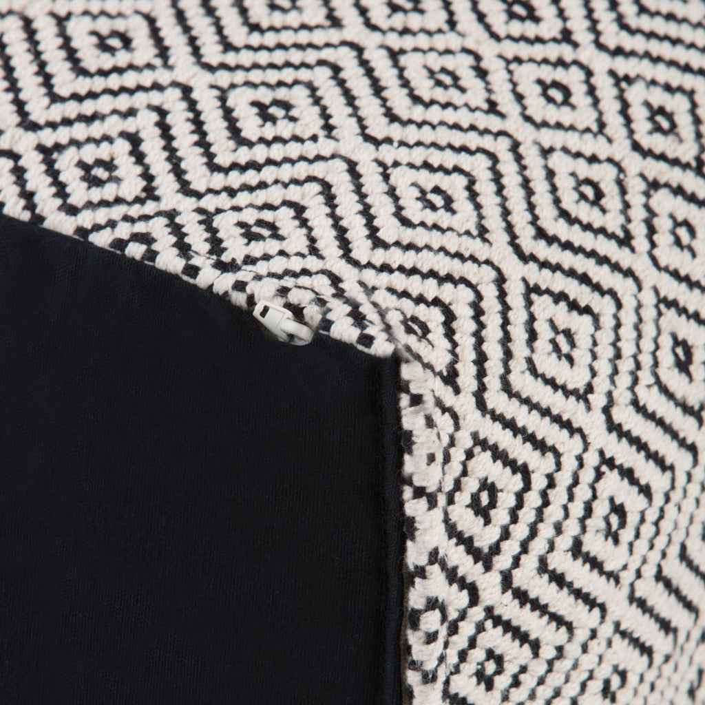 18" Black Cotton Pouf Ottoman