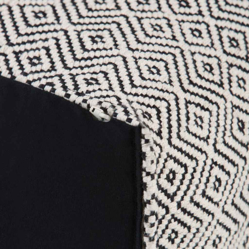 18" Black Cotton Pouf Ottoman