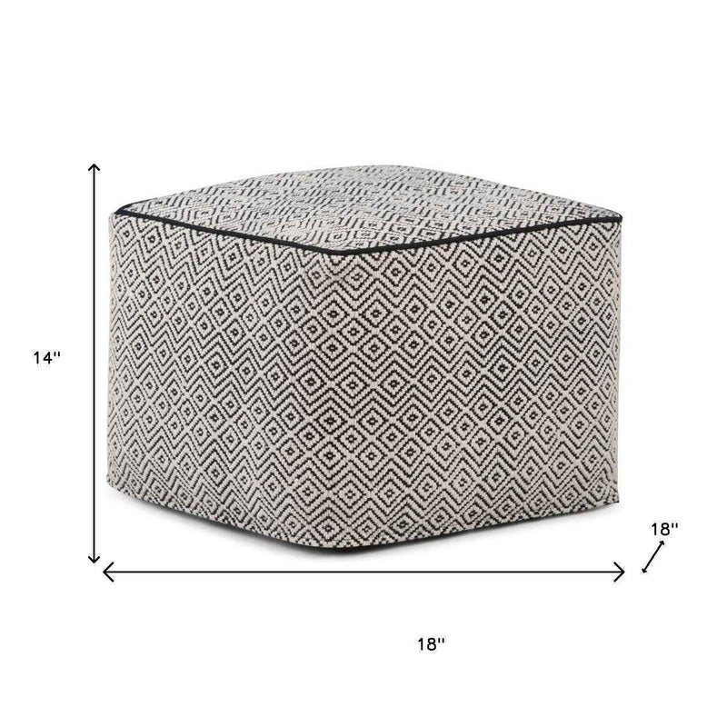 18" Black Cotton Pouf Ottoman