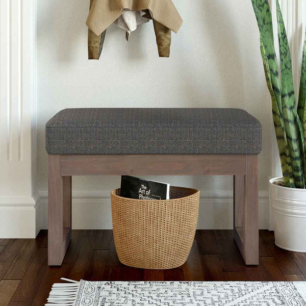 27" Ebony and Brown Fabric Footstool