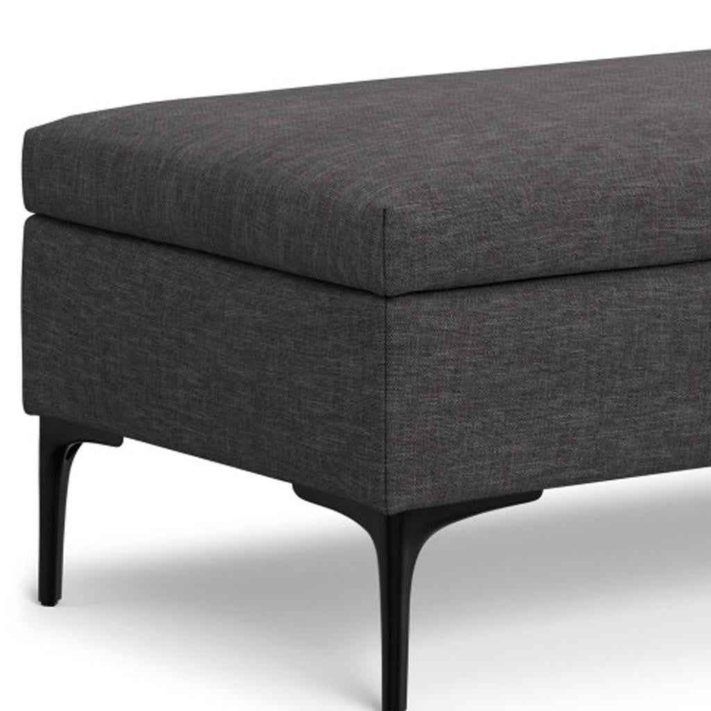 48" Black and Slate Gray Upholstery Storage Ottoman
