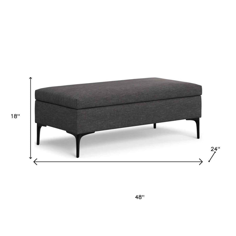 48" Black and Slate Gray Upholstery Storage Ottoman