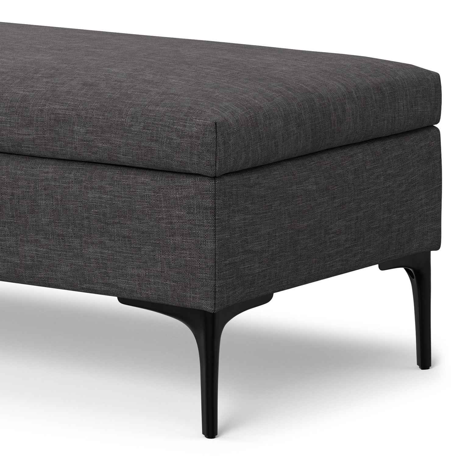 48" Black and Slate Gray Upholstery Storage Ottoman