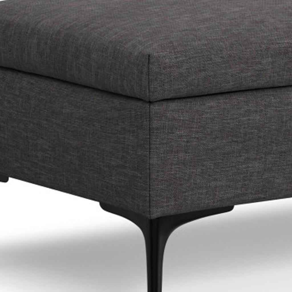 48" Black and Slate Gray Upholstery Storage Ottoman