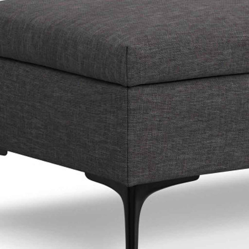 48" Black and Slate Gray Upholstery Storage Ottoman