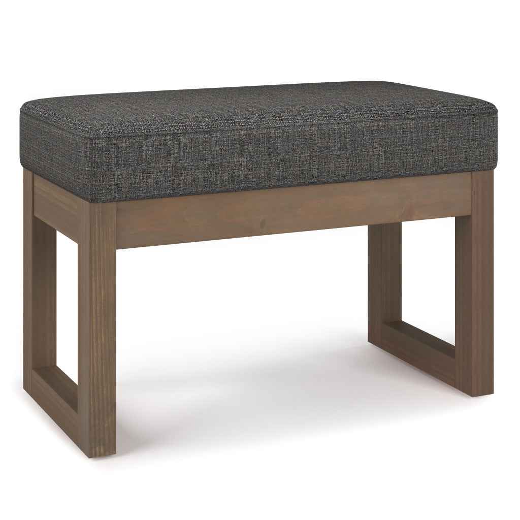 27" Ebony and Brown Fabric Footstool
