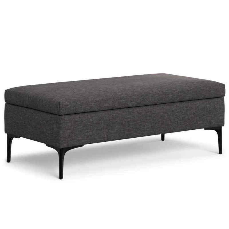48" Black and Slate Gray Upholstery Storage Ottoman