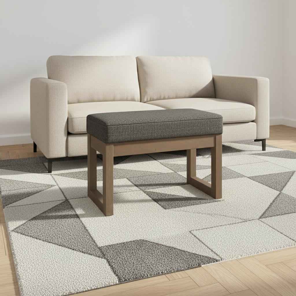 27" Ebony and Brown Fabric Footstool