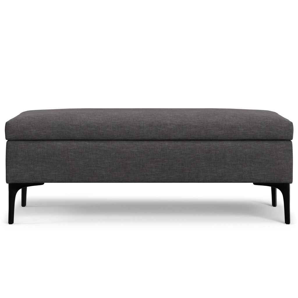 48" Black and Slate Gray Upholstery Storage Ottoman