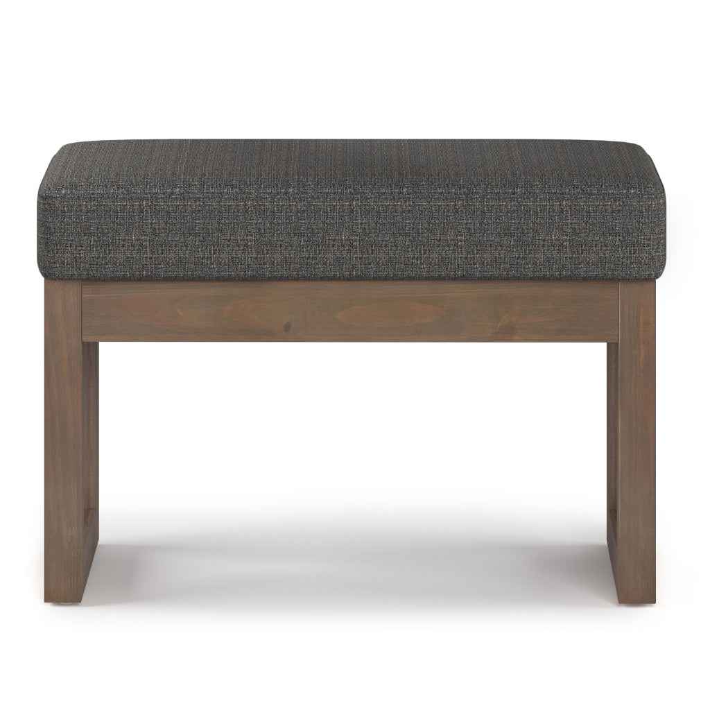 27" Ebony and Brown Fabric Footstool