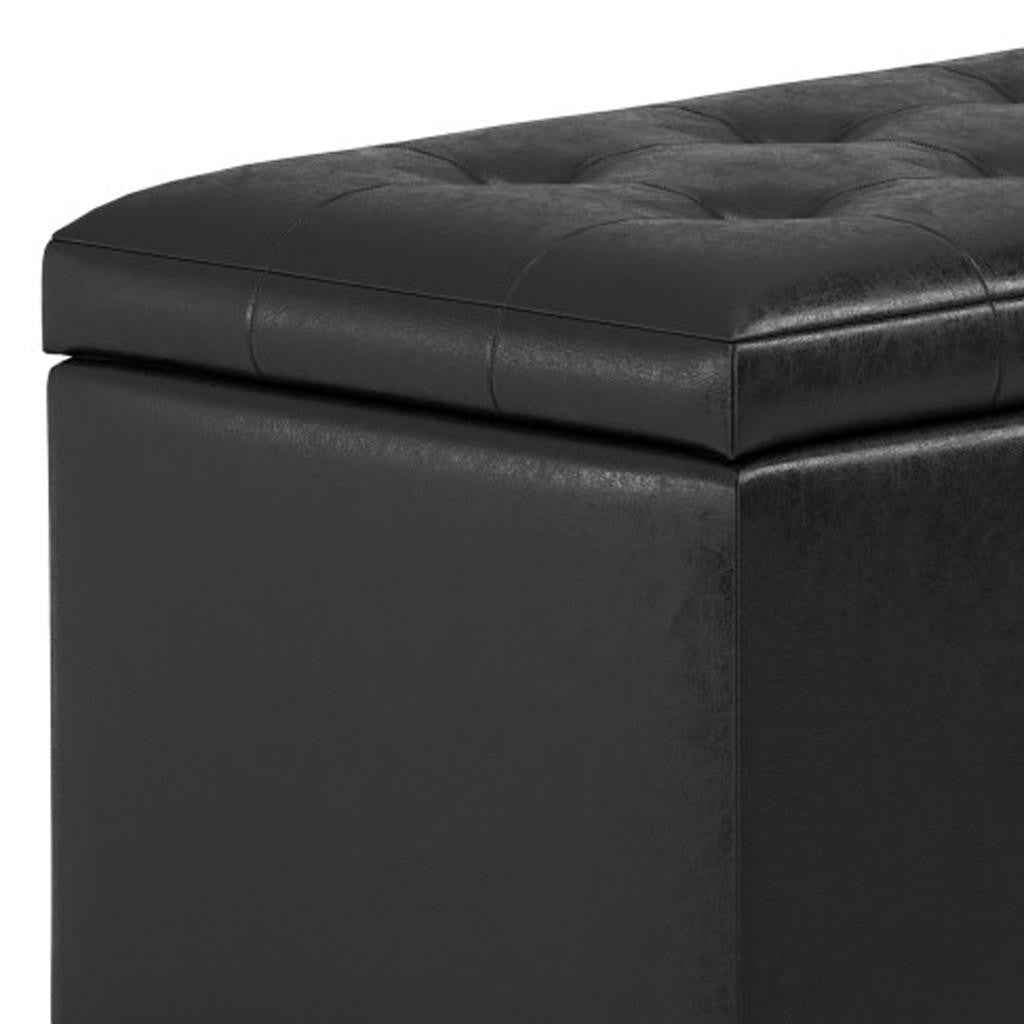 34" Dark Brown and Black Upholstery Storage Ottoman