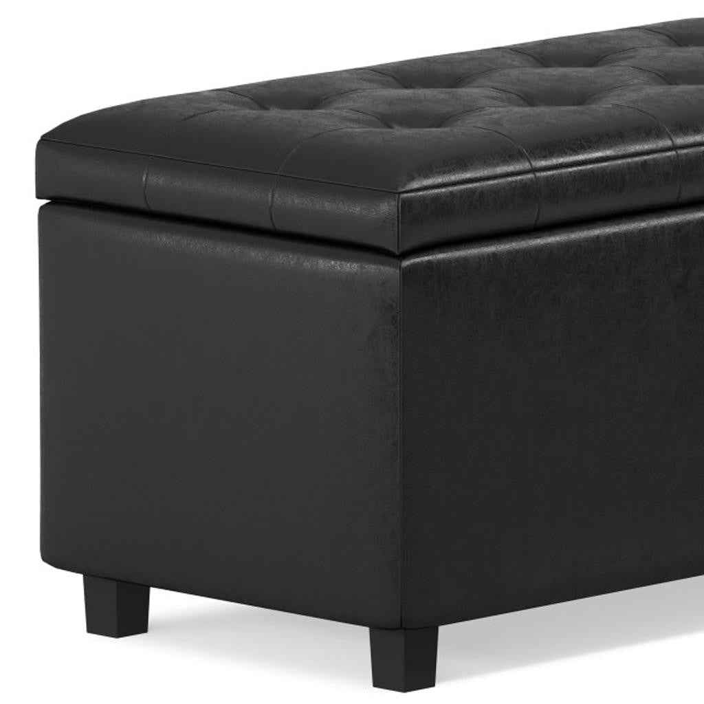 34" Dark Brown and Black Upholstery Storage Ottoman