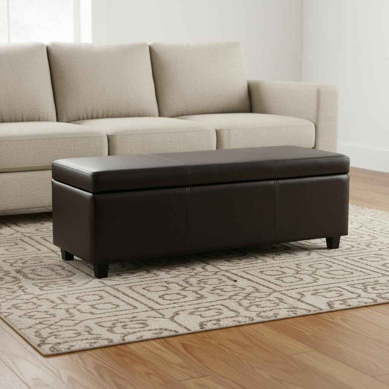 48" Dark Brown and Brown Upholstery Storage Ottoman