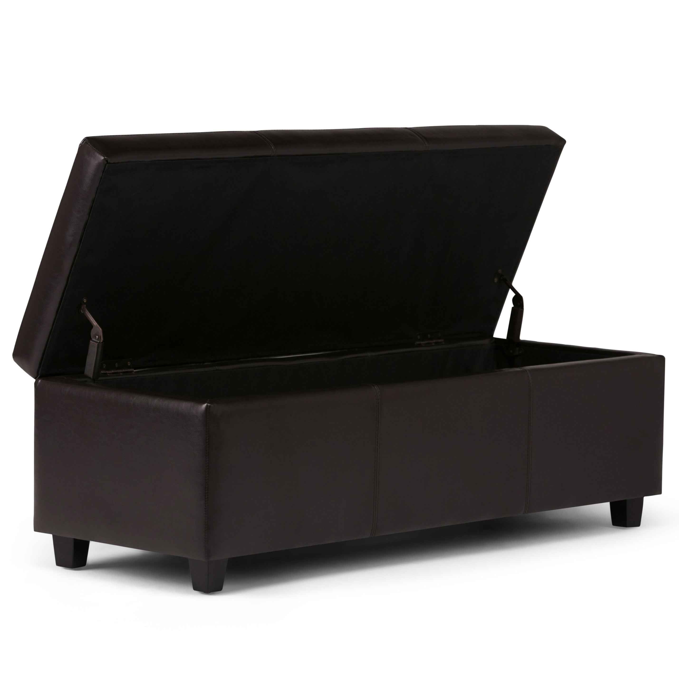 48" Dark Brown and Brown Upholstery Storage Ottoman