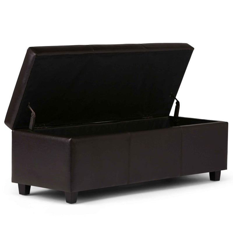 48" Dark Brown and Brown Upholstery Storage Ottoman