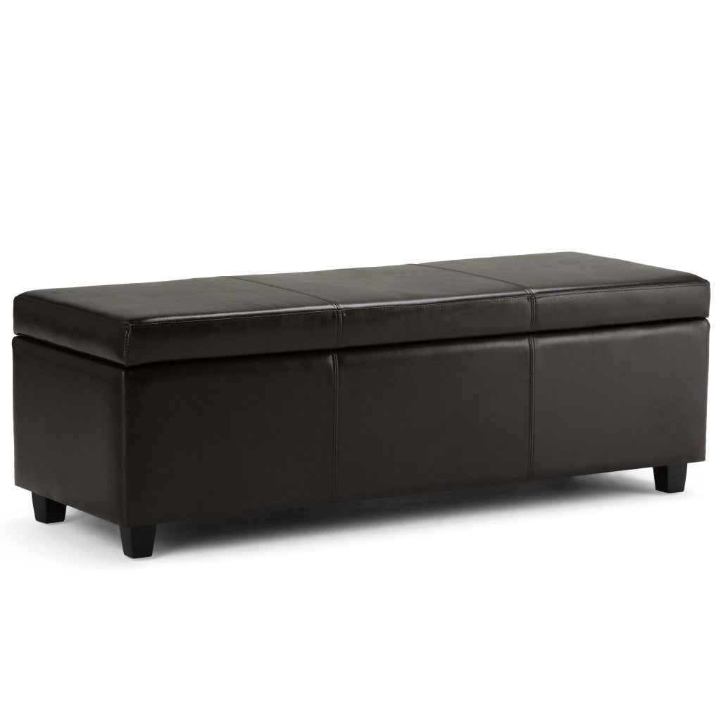 48" Dark Brown and Brown Upholstery Storage Ottoman