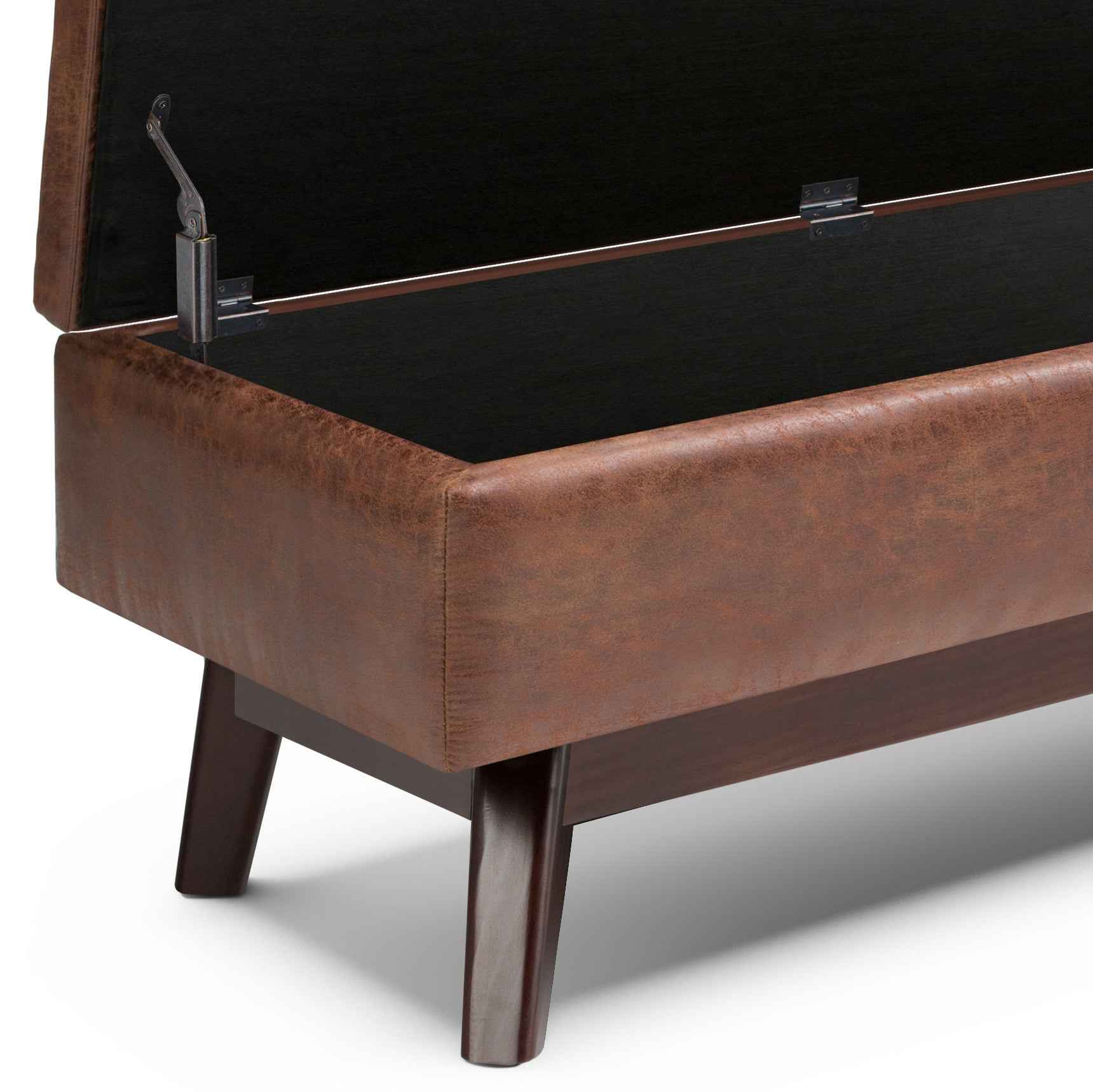 48" Brown Leather Cocktail Ottoman With Storage