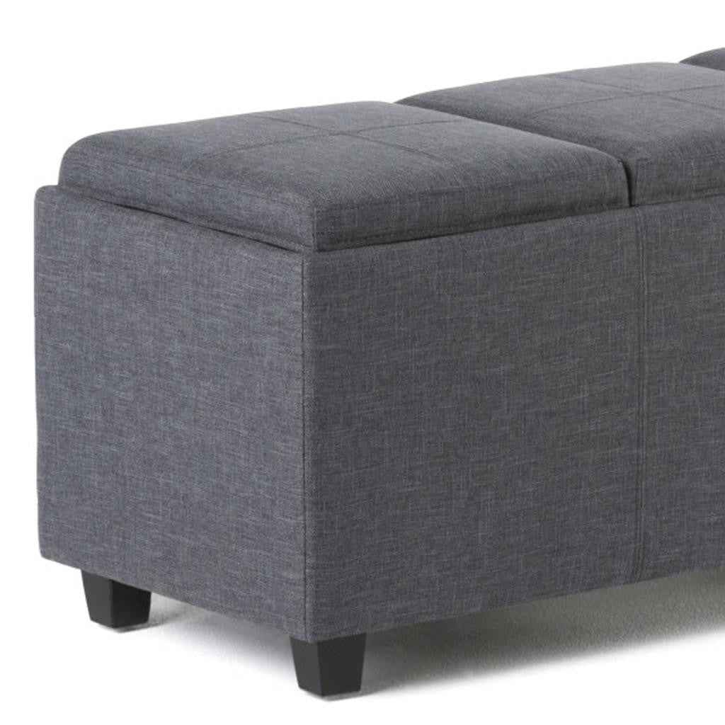 42" Dark Brown and Slate Gray Upholstery Storage Ottoman