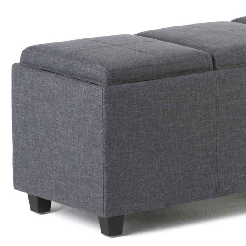 42" Dark Brown and Slate Gray Upholstery Storage Ottoman