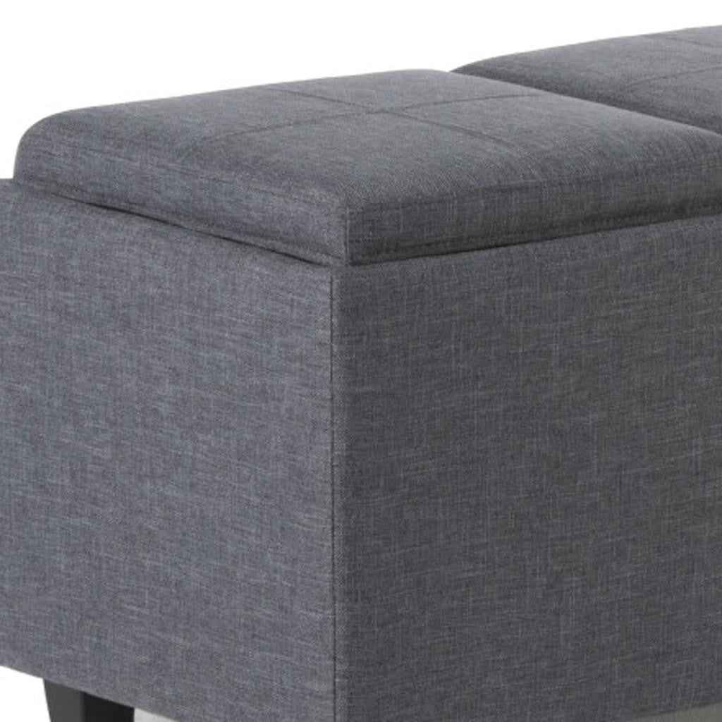 42" Dark Brown and Slate Gray Upholstery Storage Ottoman