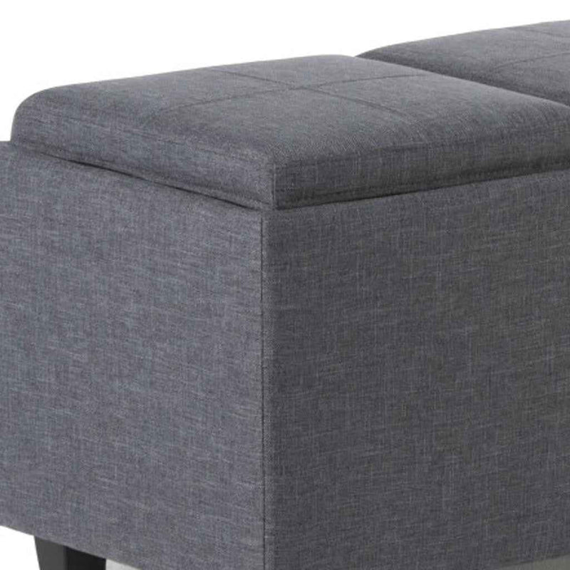 42" Dark Brown and Slate Gray Upholstery Storage Ottoman
