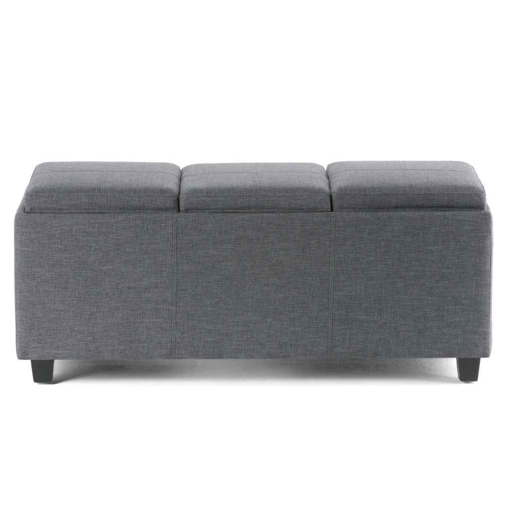 42" Dark Brown and Slate Gray Upholstery Storage Ottoman