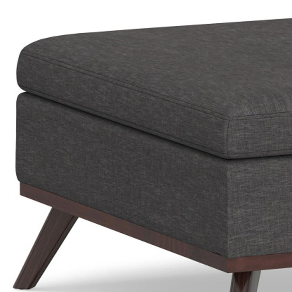 36" Gray and Brown Linen Cocktail Ottoman With Storage Default Title