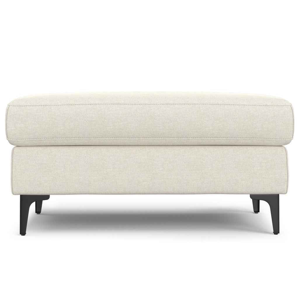 36" Cream and Black Fabric Ottoman