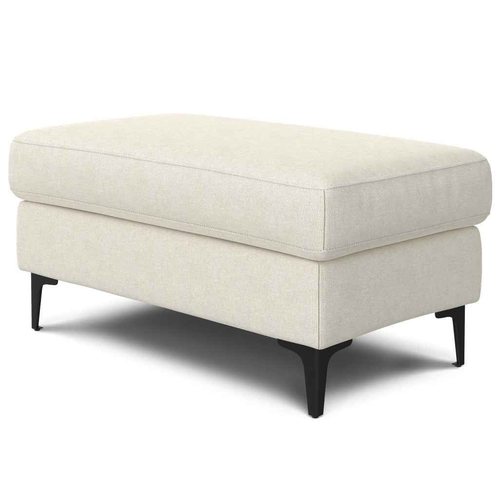 36" Cream and Black Fabric Ottoman
