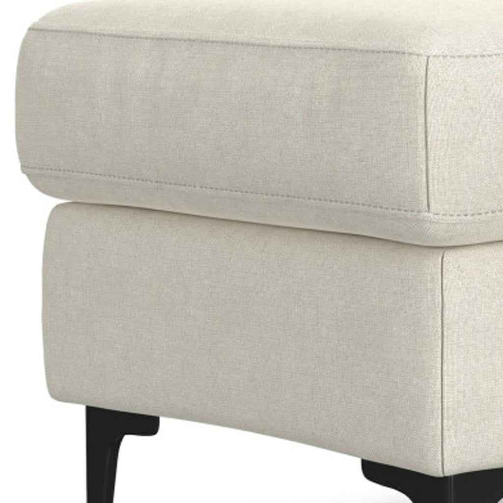 36" Cream and Black Fabric Ottoman