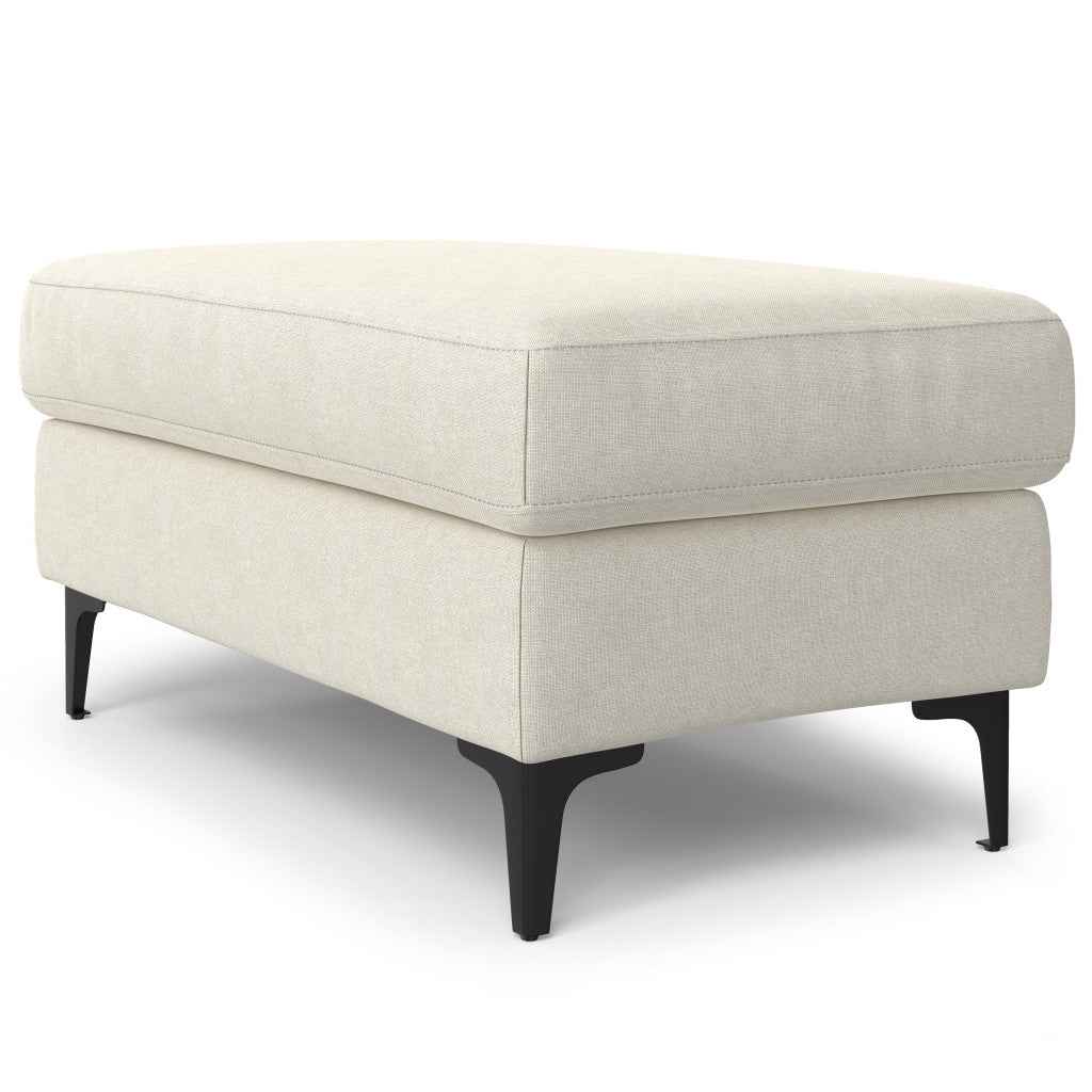 36" Cream and Black Fabric Ottoman