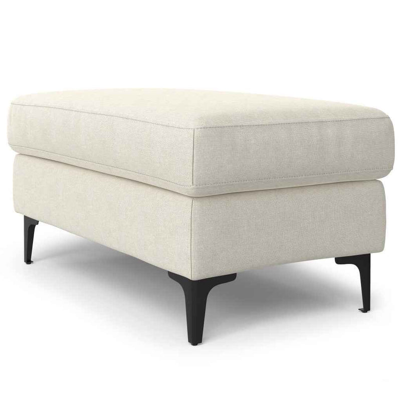 36" Cream and Black Fabric Ottoman