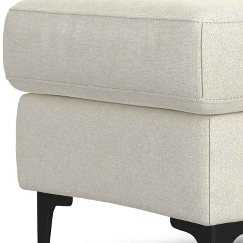 36" Cream and Black Fabric Ottoman