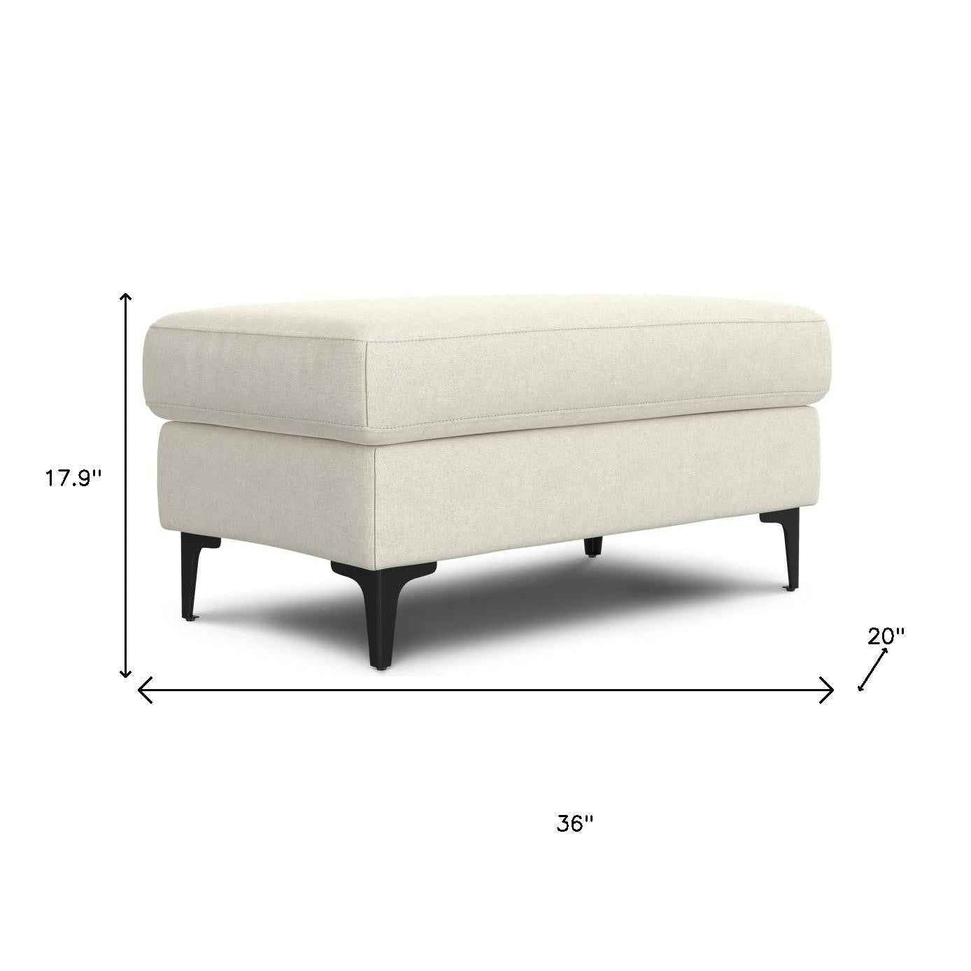 36" Cream and Black Fabric Ottoman