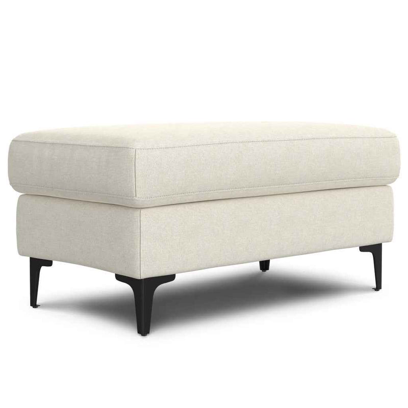 36" Cream and Black Fabric Ottoman