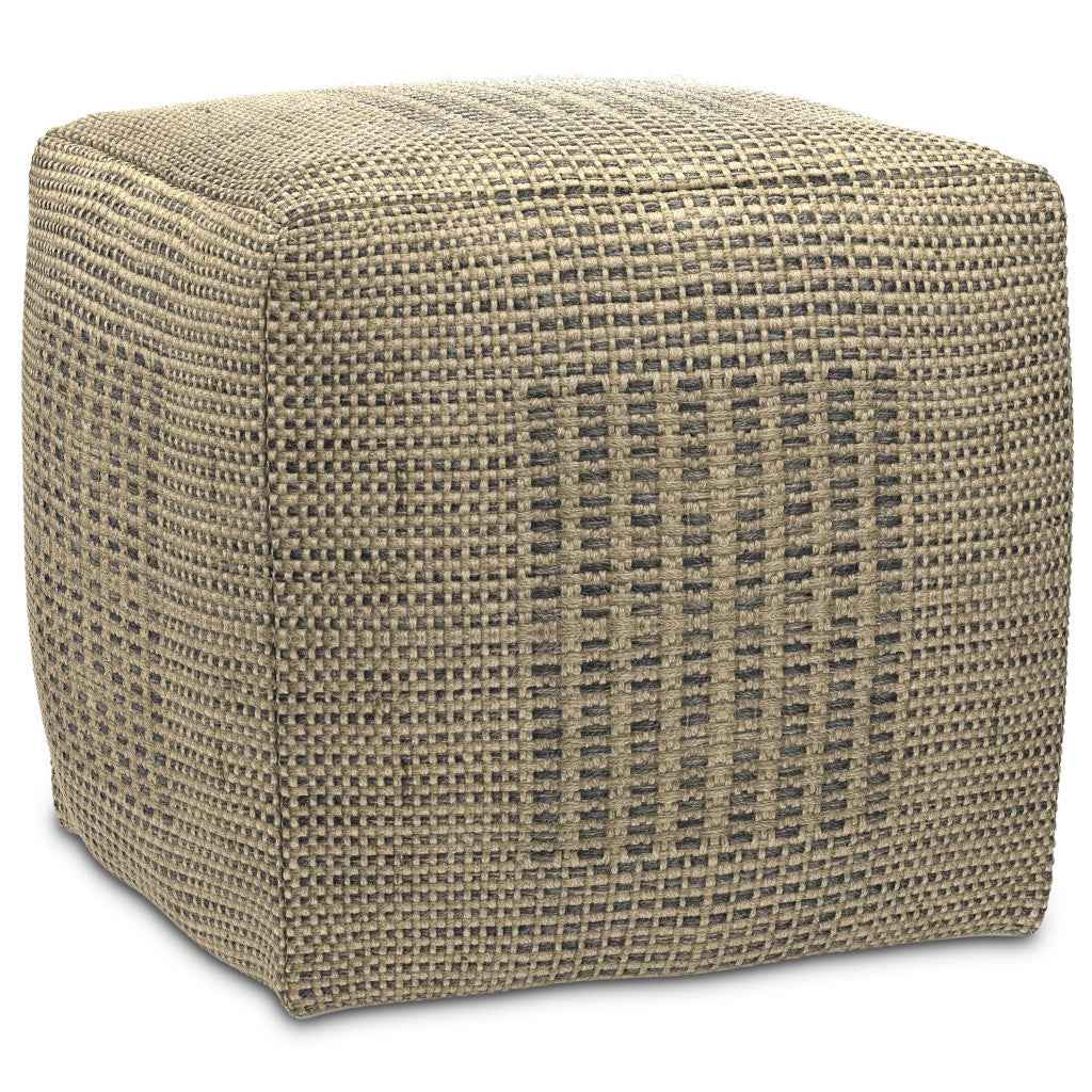 18" Off White Jute Pouf Ottoman
