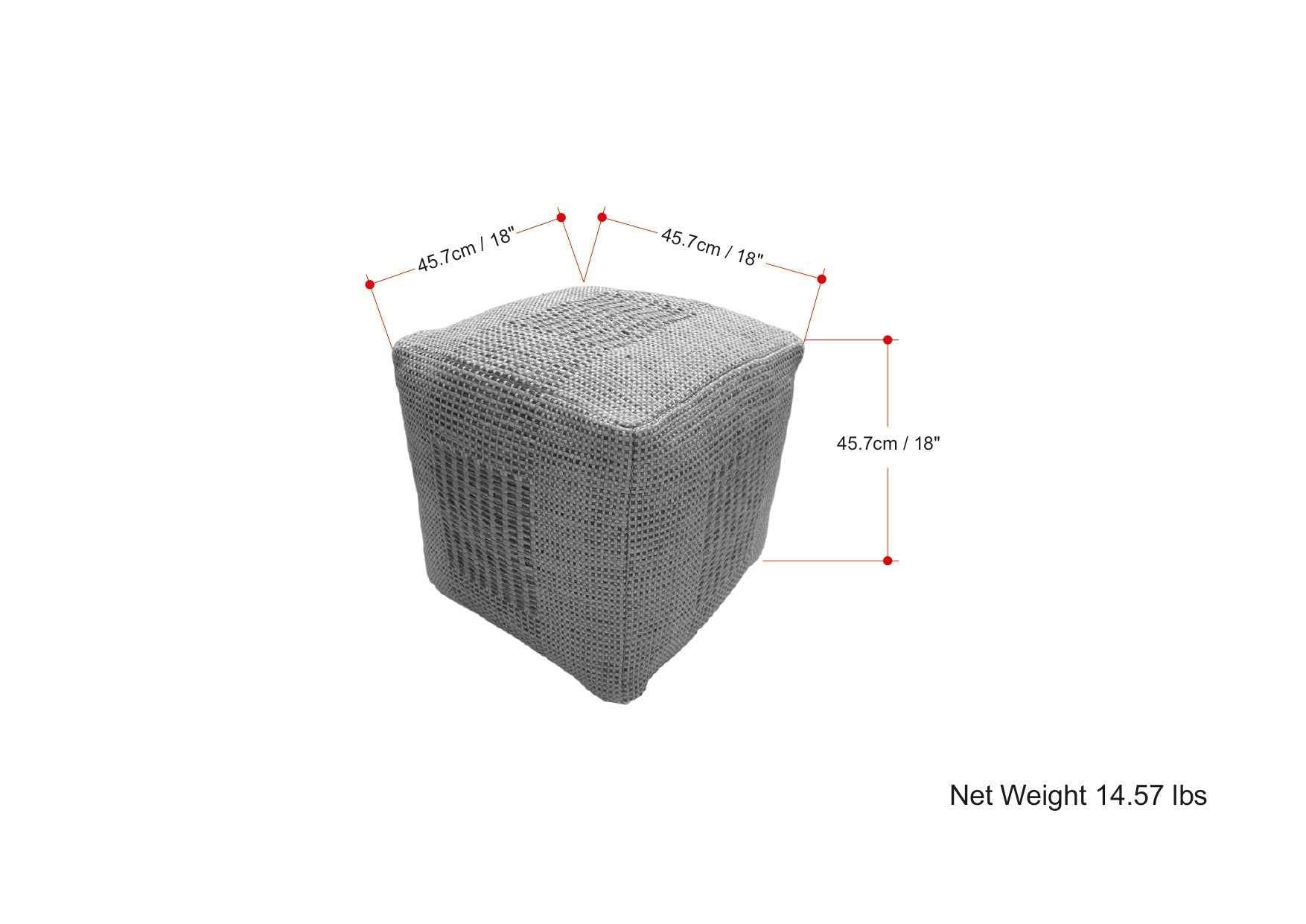 18" Off White Jute Pouf Ottoman