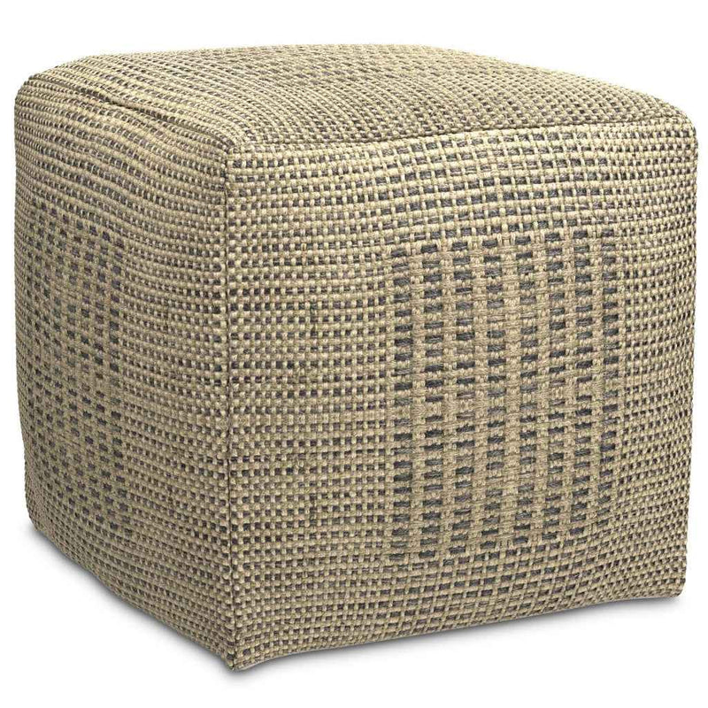 18" Off White Jute Pouf Ottoman