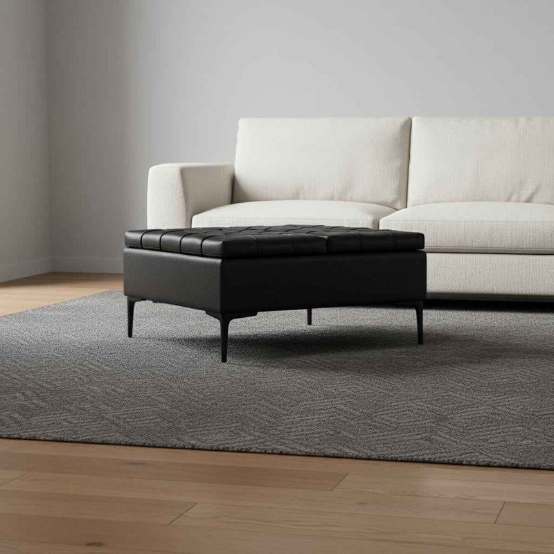 36" Black Upholstery Storage Ottoman