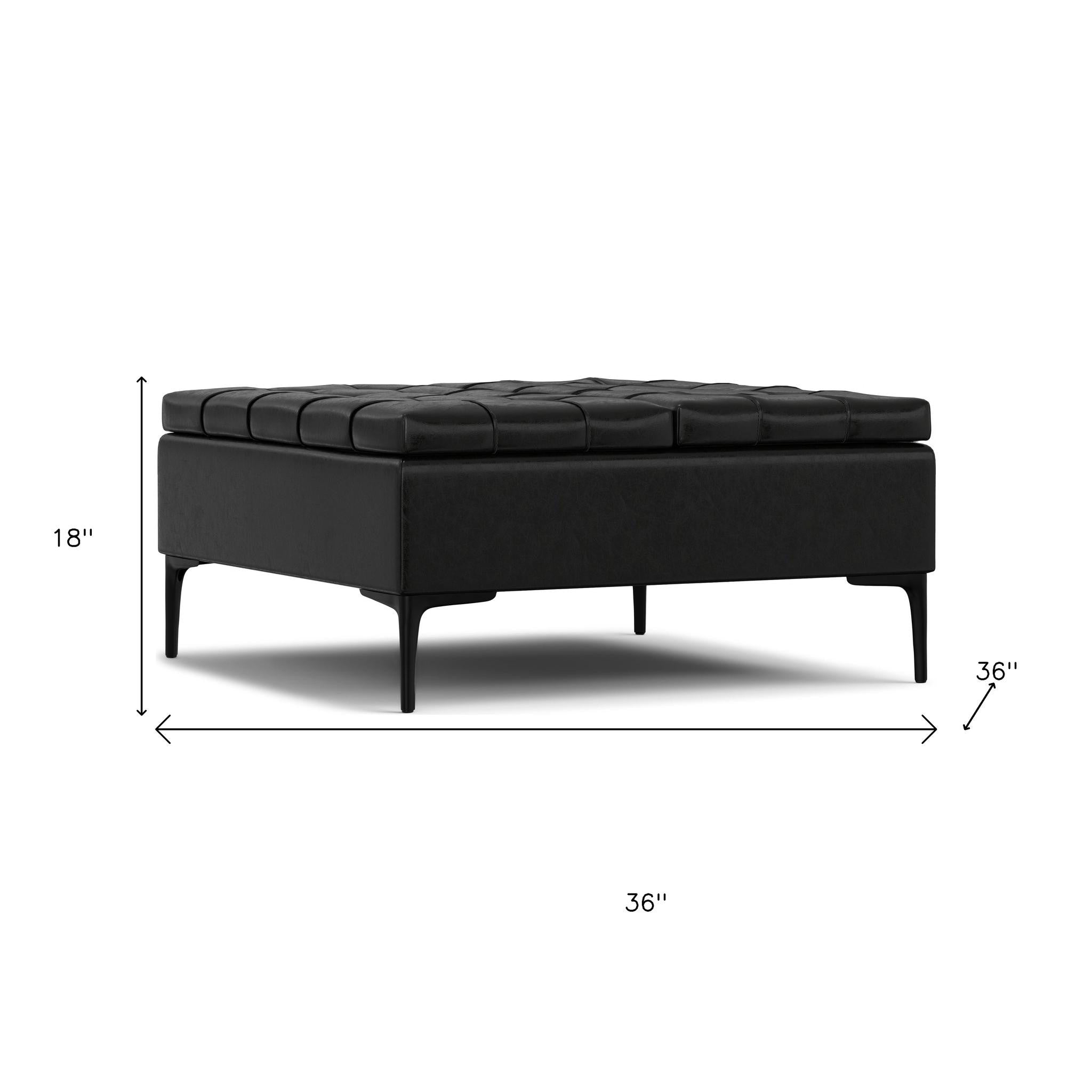 36" Black Upholstery Storage Ottoman - GreatEagleInc